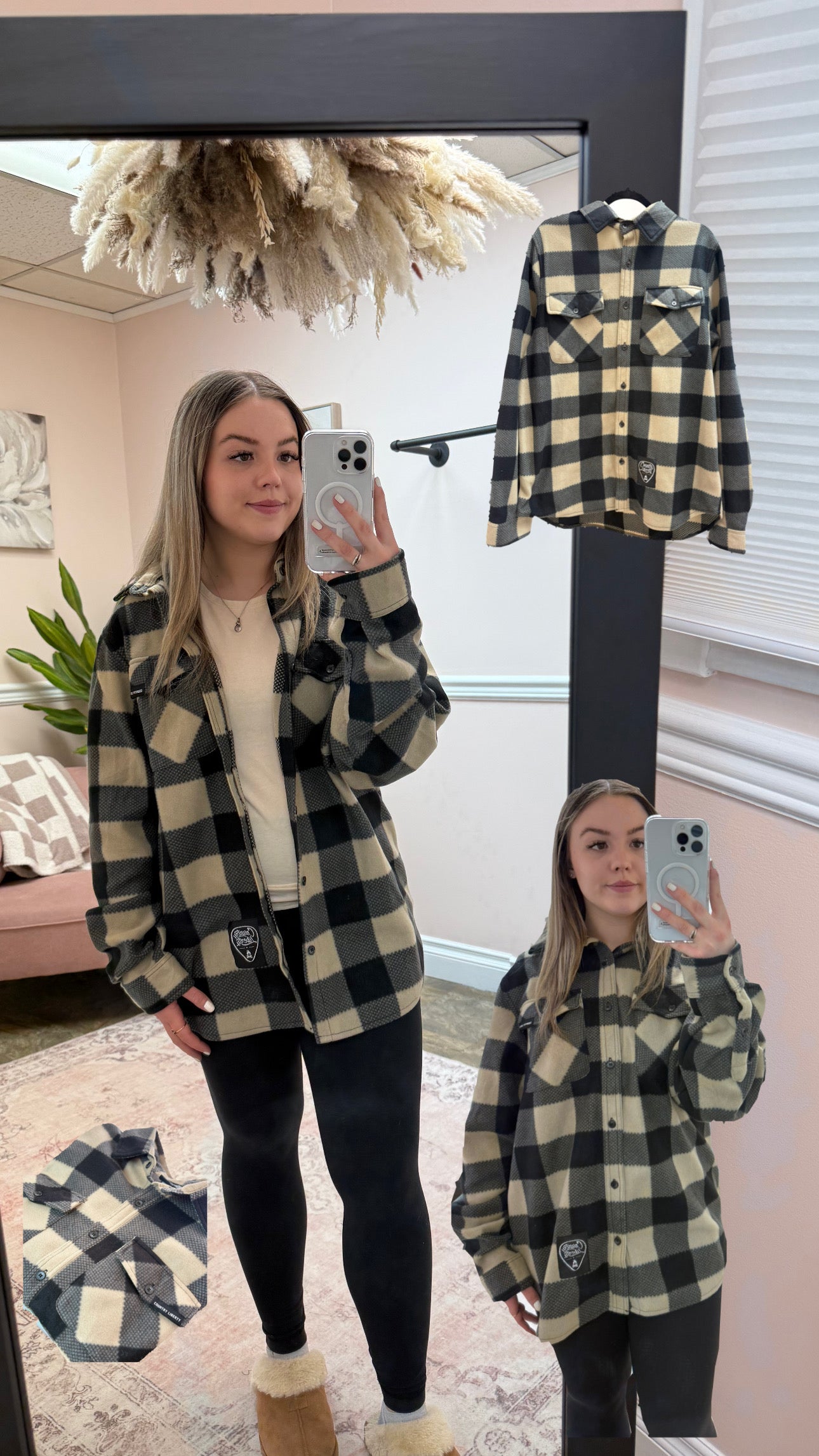 Oxford Black + Tan Plaid Fleece