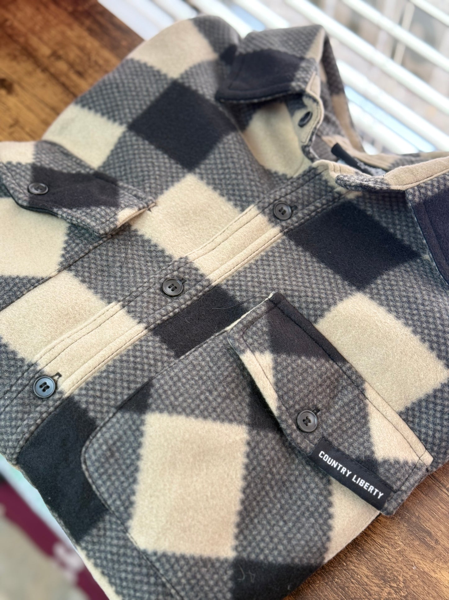 Oxford Black + Tan Plaid Fleece