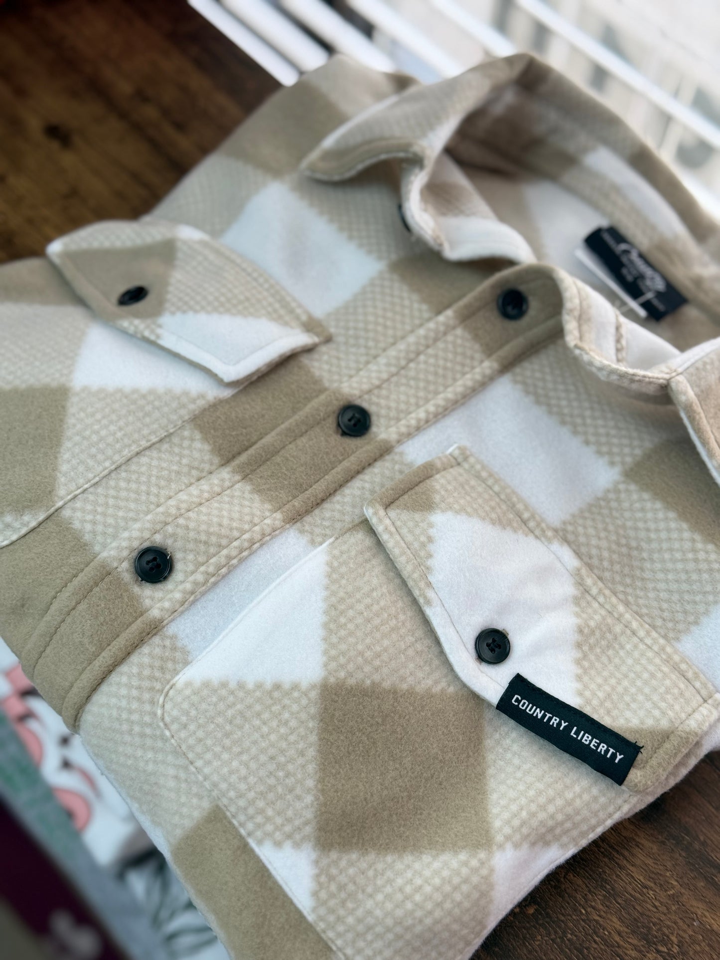 Oxford Tan + White Plaid Fleece