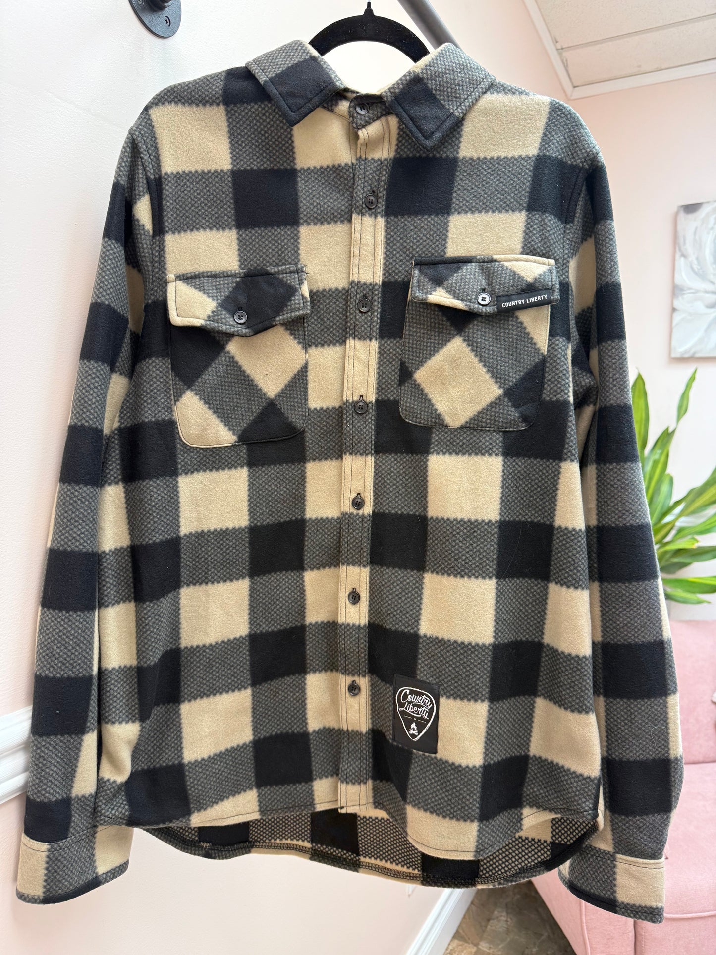 Oxford Black + Tan Plaid Fleece