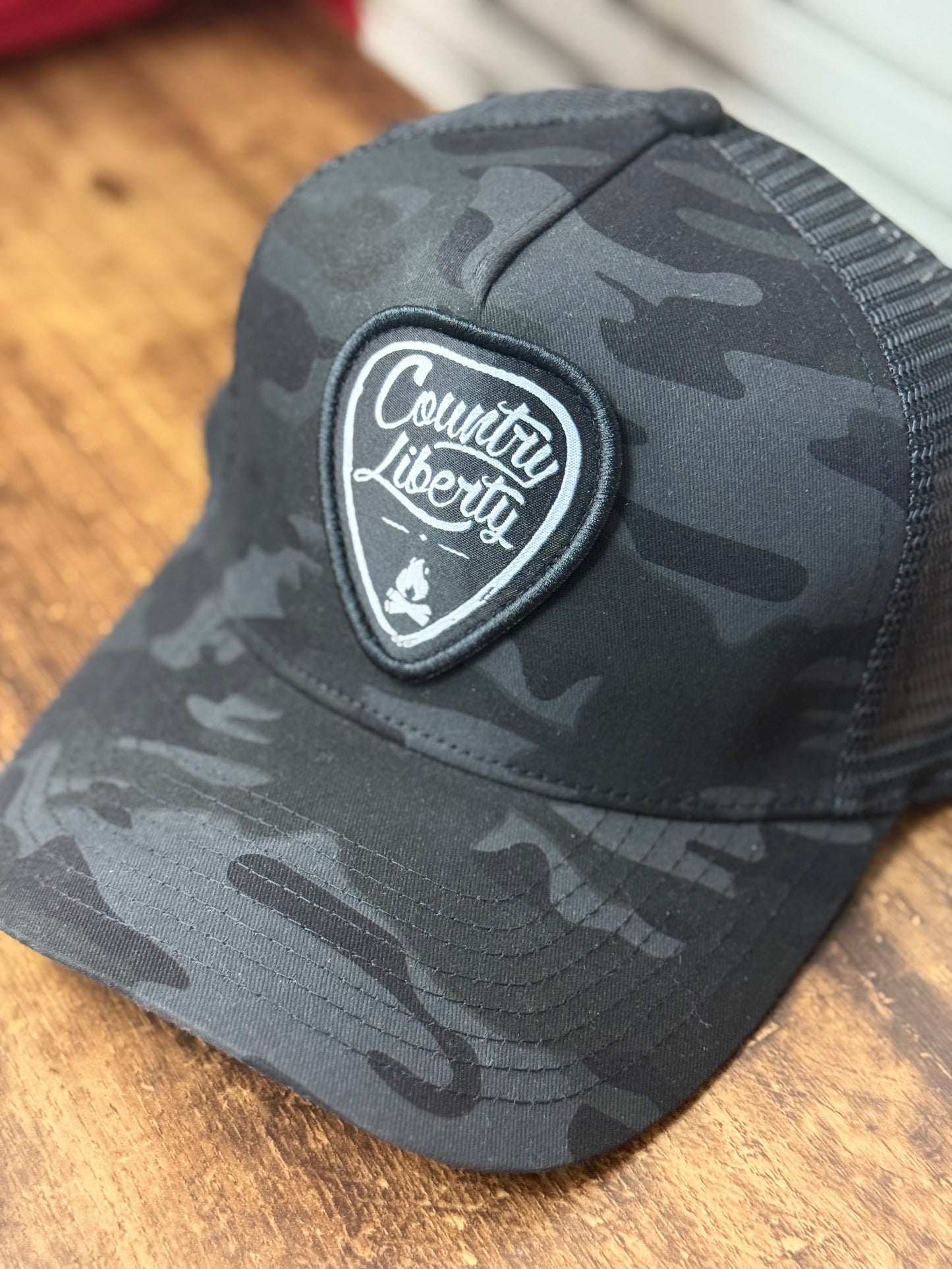 Country Liberty - Black Camo Meshback Hat