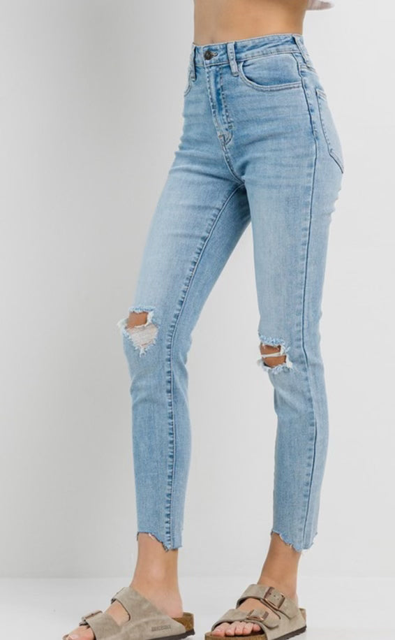 Jelly Jeans - High Rise Skinny Shark Bite Ankle