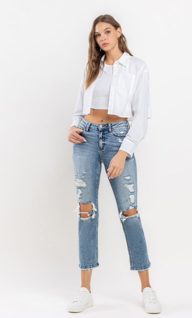 Lovevret Jeans - HR Straight Slim Distressed