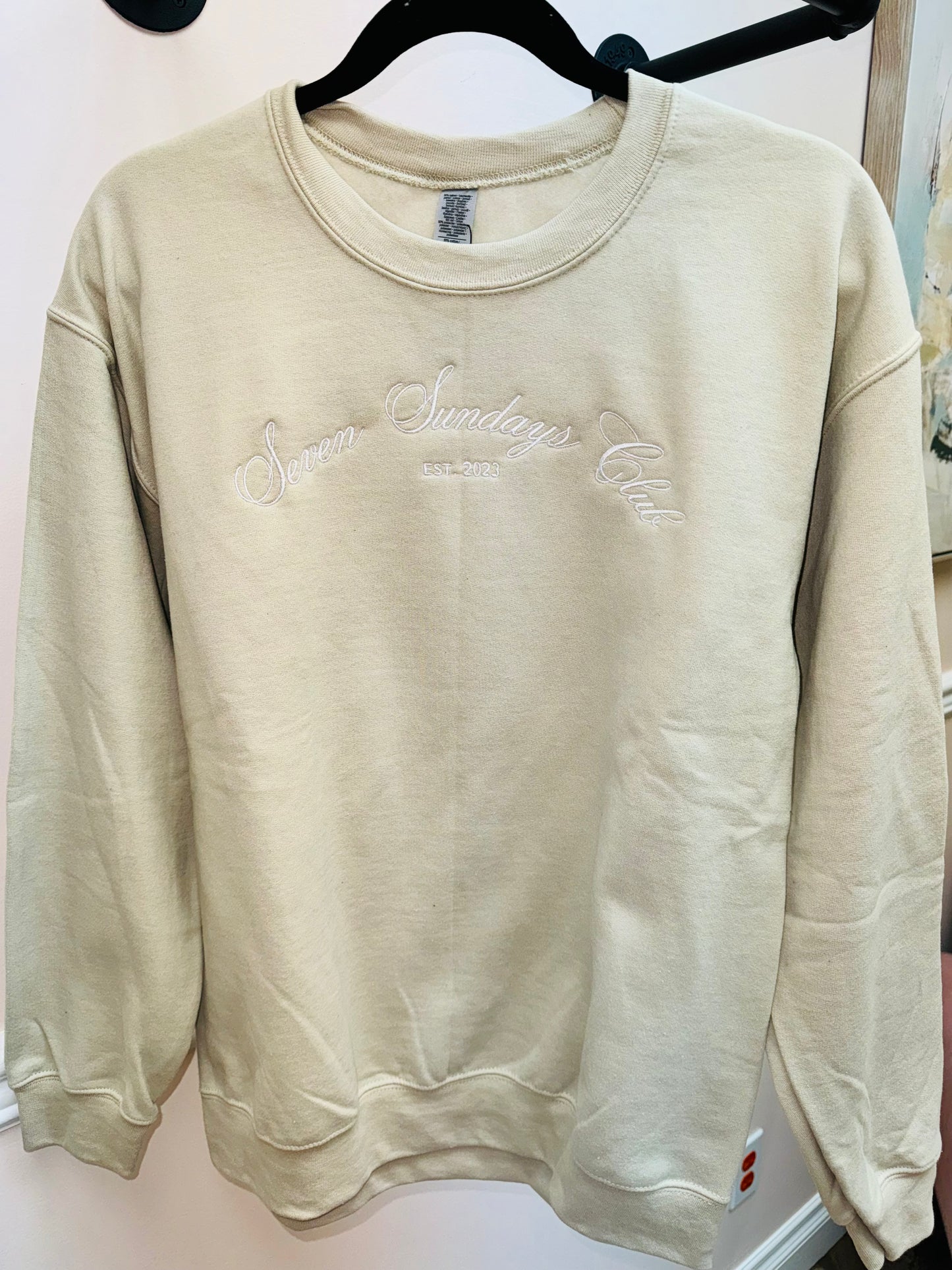 Seven Sundays Crewneck - Beige w/White Writing