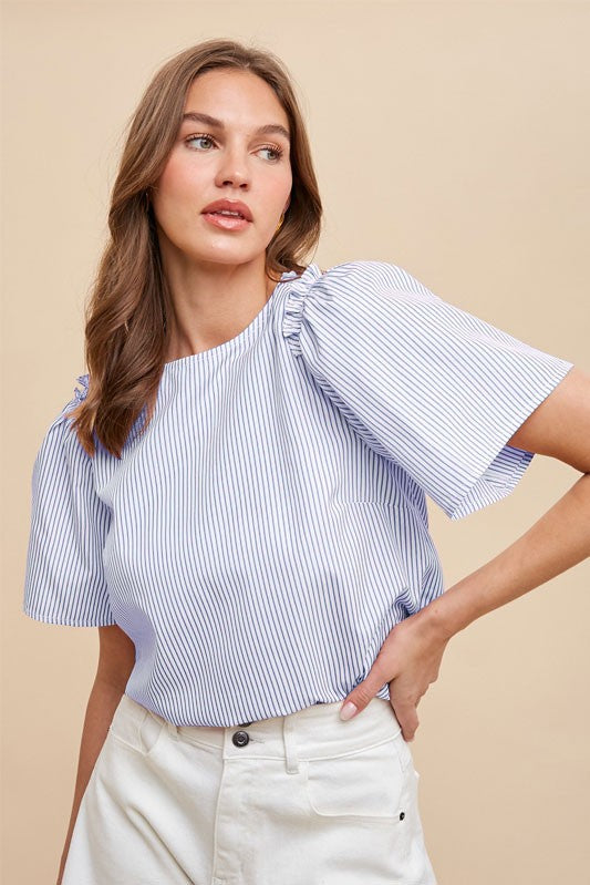 Stripes and Flutter Woven Top