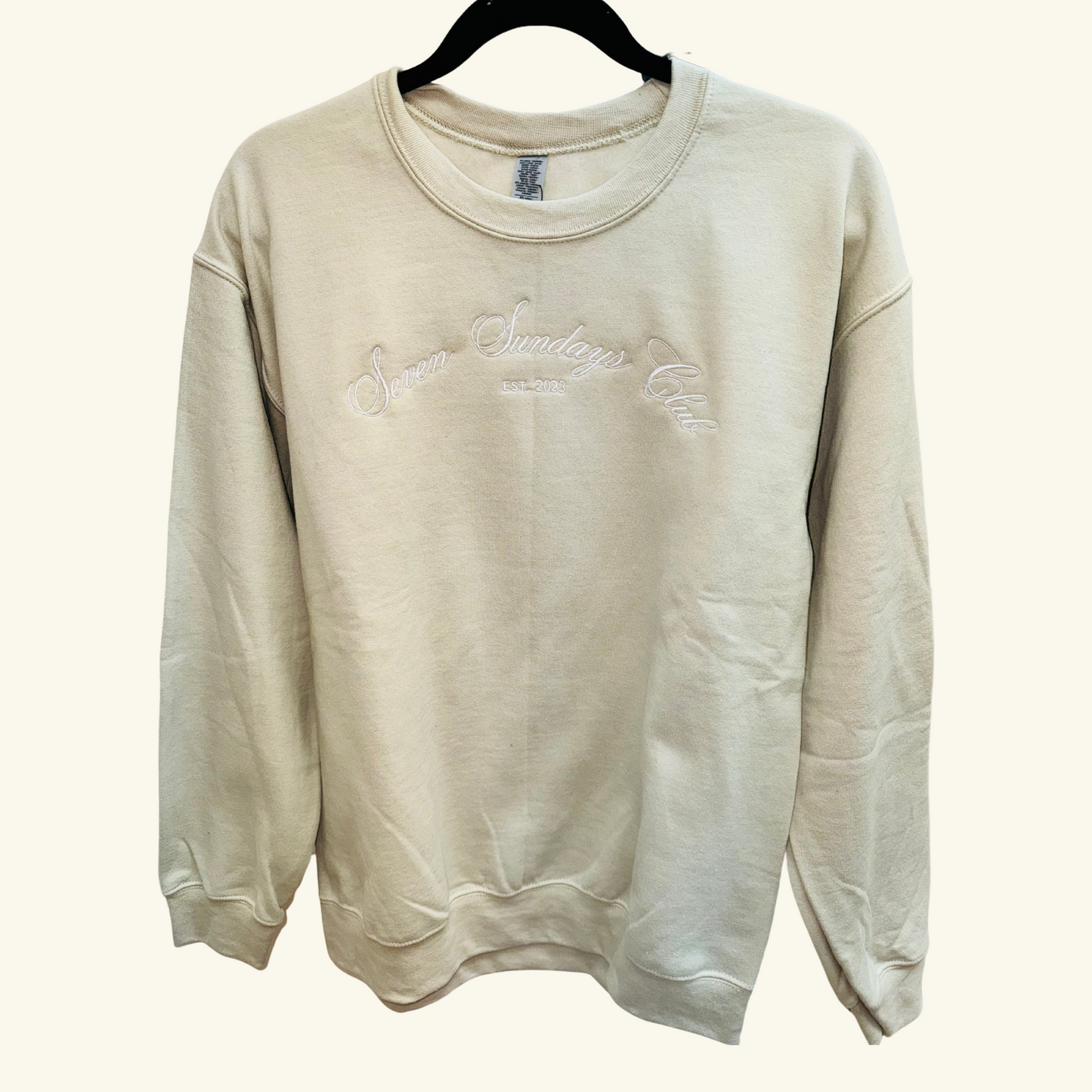 Seven Sundays Crewneck - Beige w/White Writing