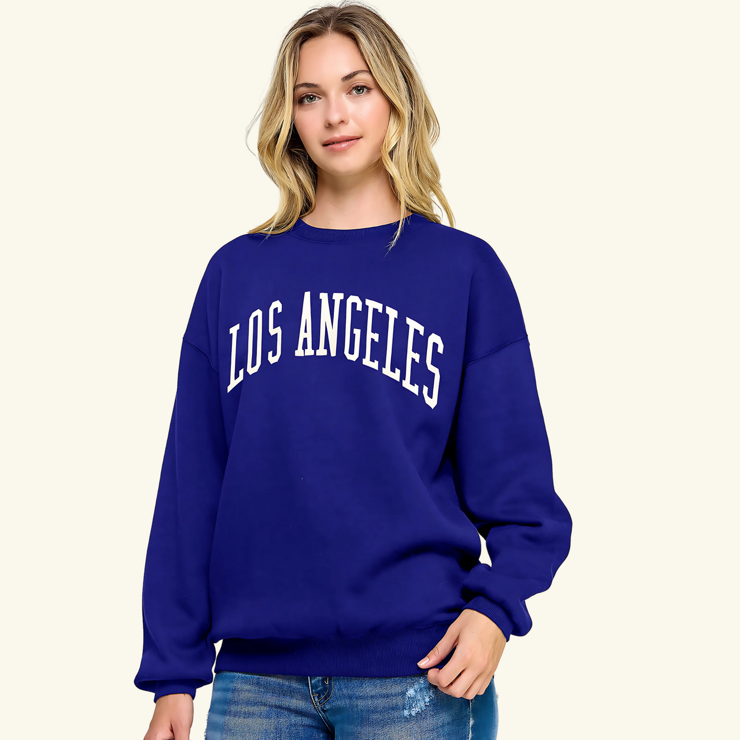 FLEECE BASIC SWEATSHIRT WITH LOS ANGELES EMBRODERY