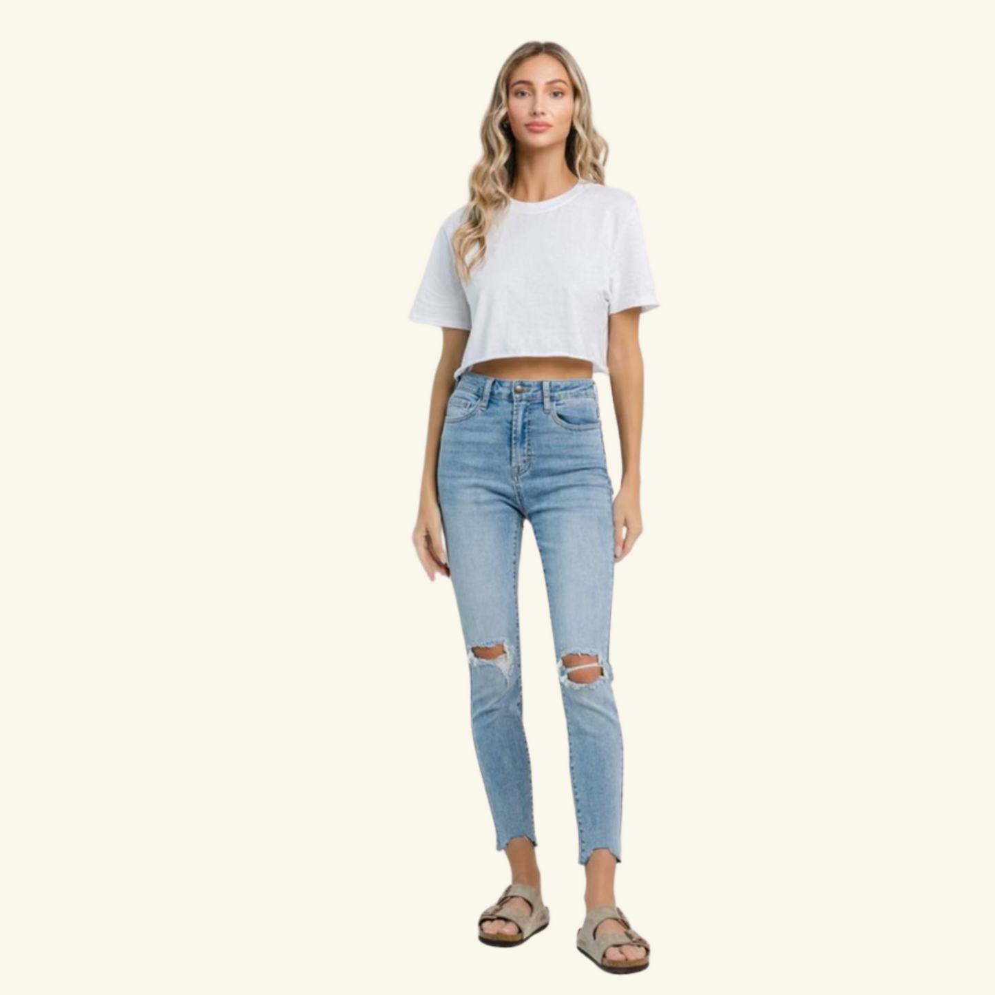 Jelly Jeans - High Rise Skinny Shark Bite Ankle