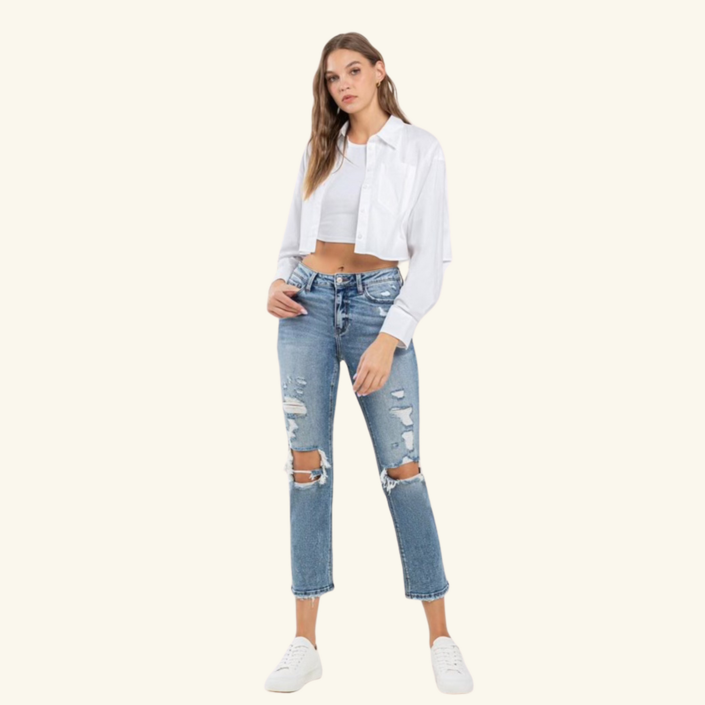 Lovevret Jeans - HR Straight Slim Distressed