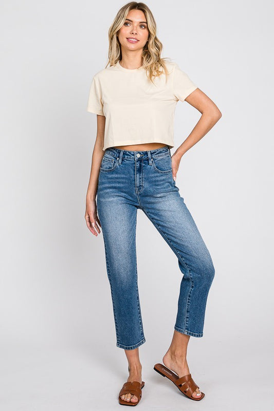 Petra HR Comfort Cropped Slim Straight Jean