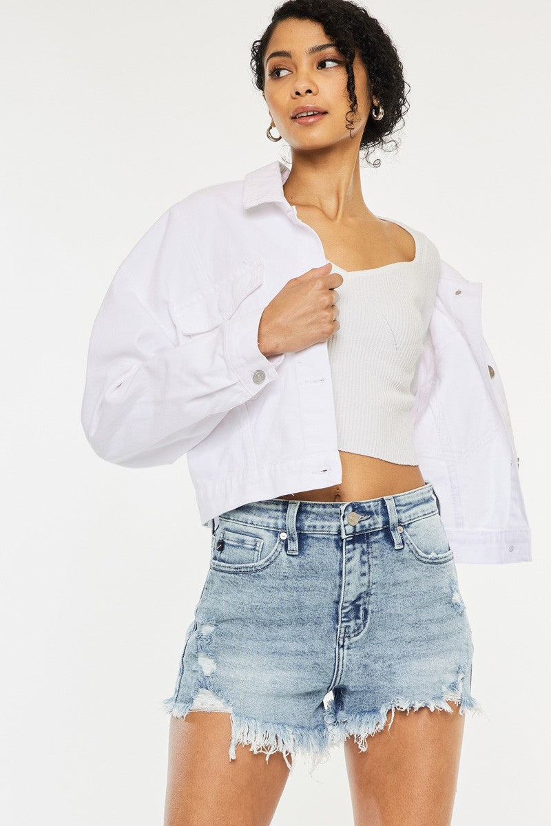 Georgia High Rise Fray Hem Shorts