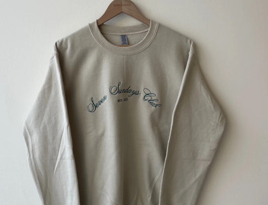 Seven Sundays Crewneck - Sand w/ Green Logo