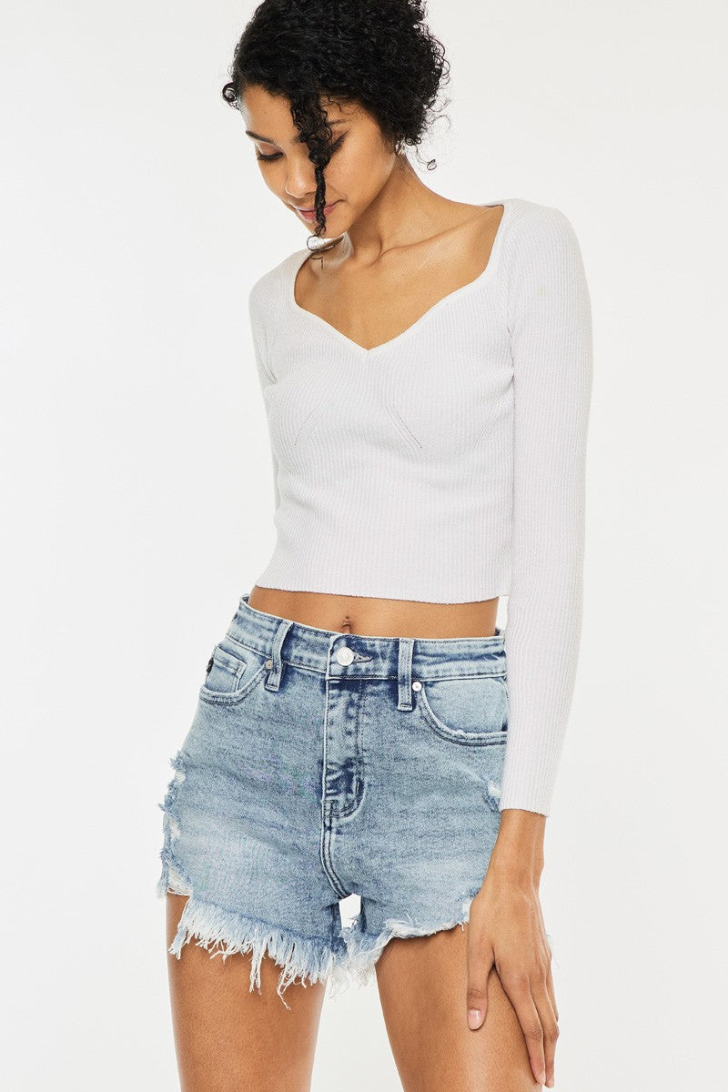 Georgia High Rise Fray Hem Shorts