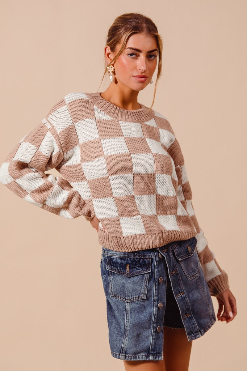 Checkered Loose Fit Sweater