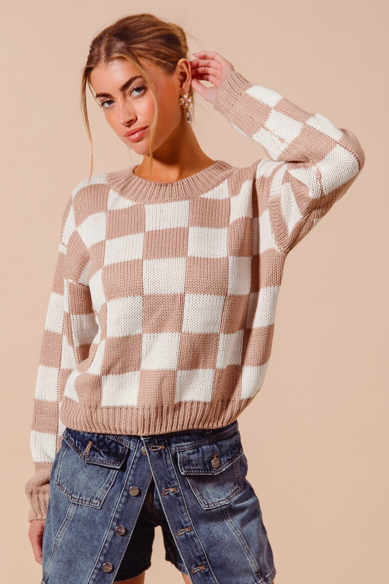 Checkered Loose Fit Sweater
