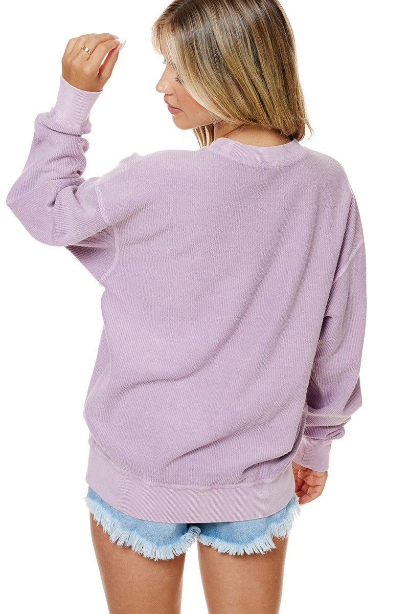 Floral Peace Boho Corduroy Graphic Crewneck
