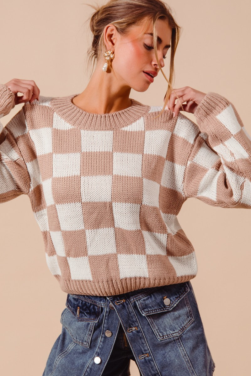 Checkered Loose Fit Sweater