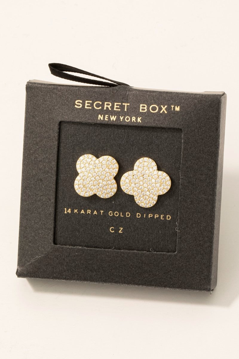 Lucky Clover CZ Pave Earrings
