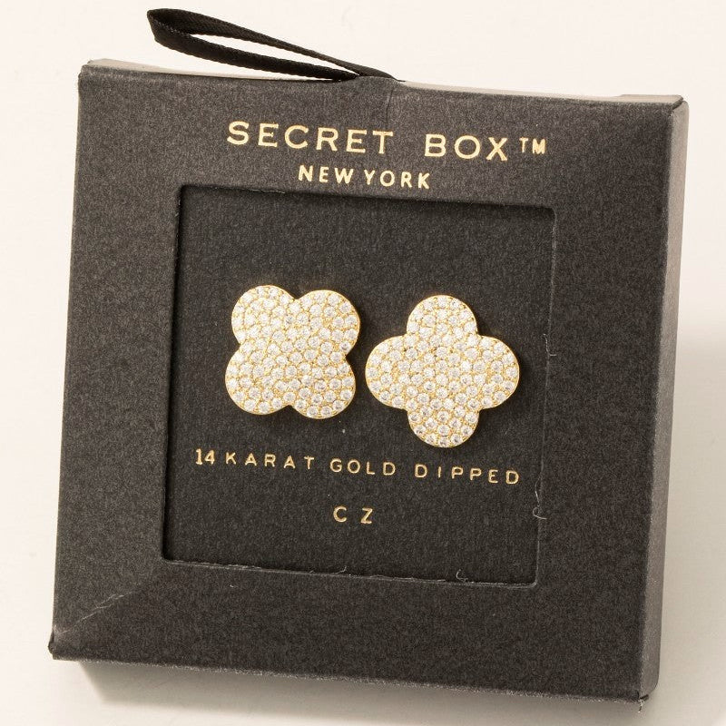 Lucky Clover CZ Pave Earrings