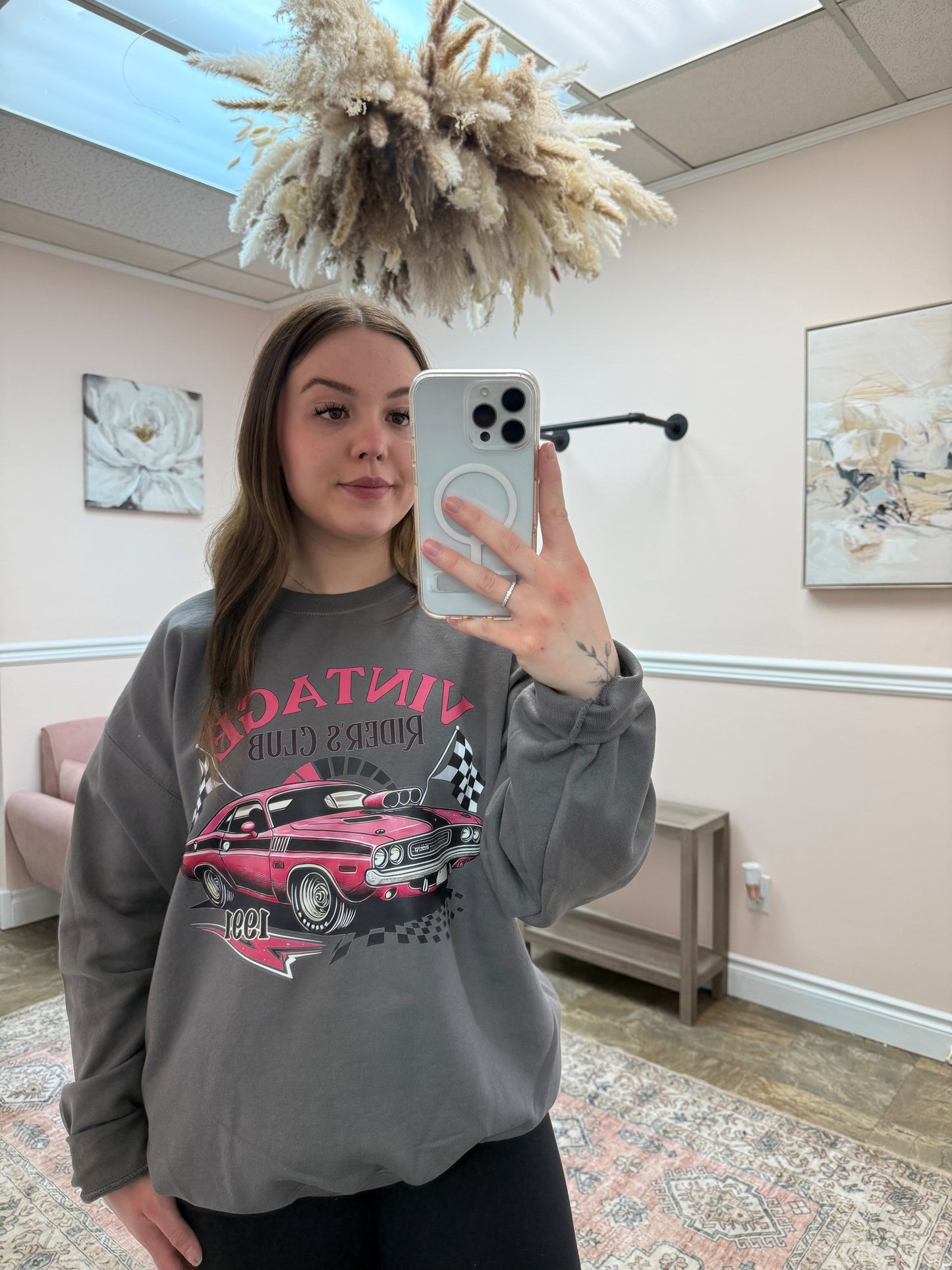 Vintage Cars and Neon Lights Riders Club Crewneck