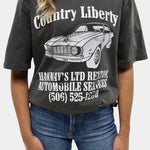 Country Liberty Vintage Grey Hannay's Auto Tee