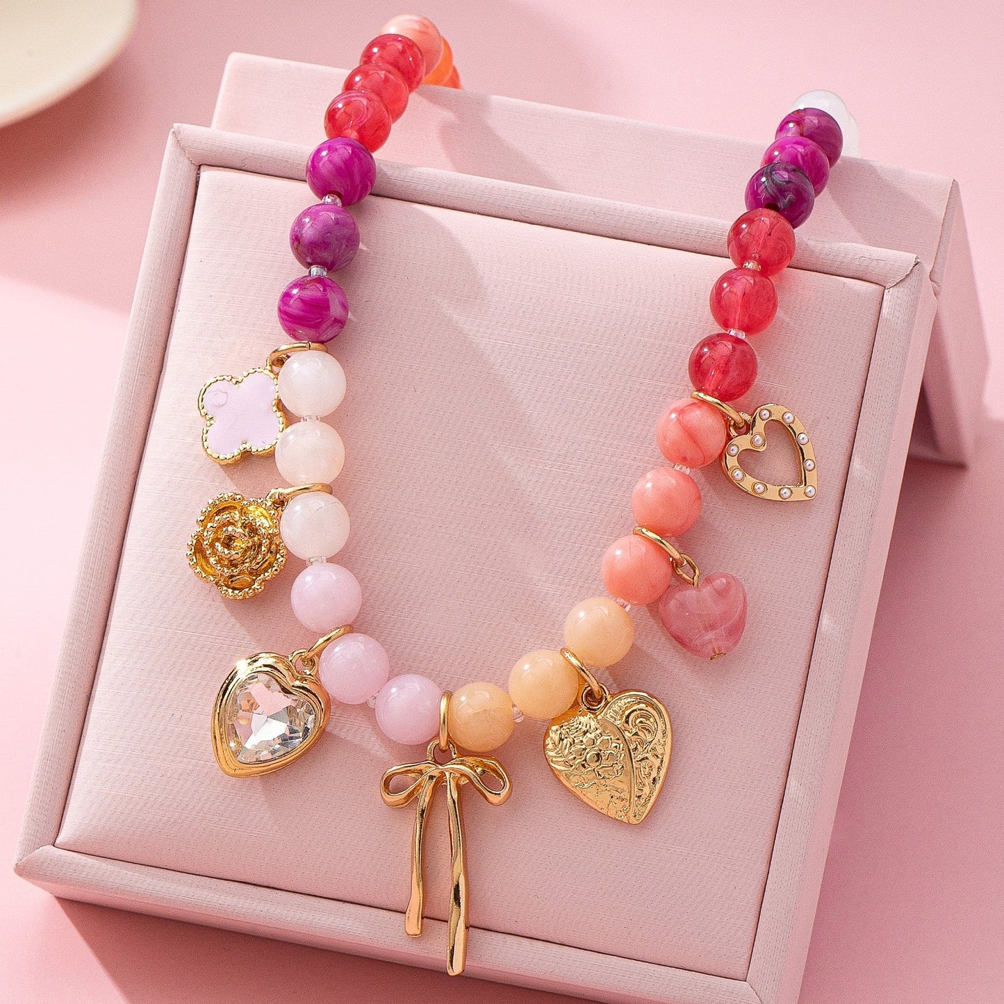 Sweetheart Multi Stone Charm Necklace