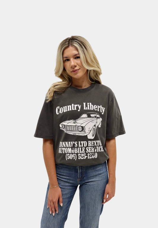 Country Liberty Vintage Grey Hannay's Auto Tee