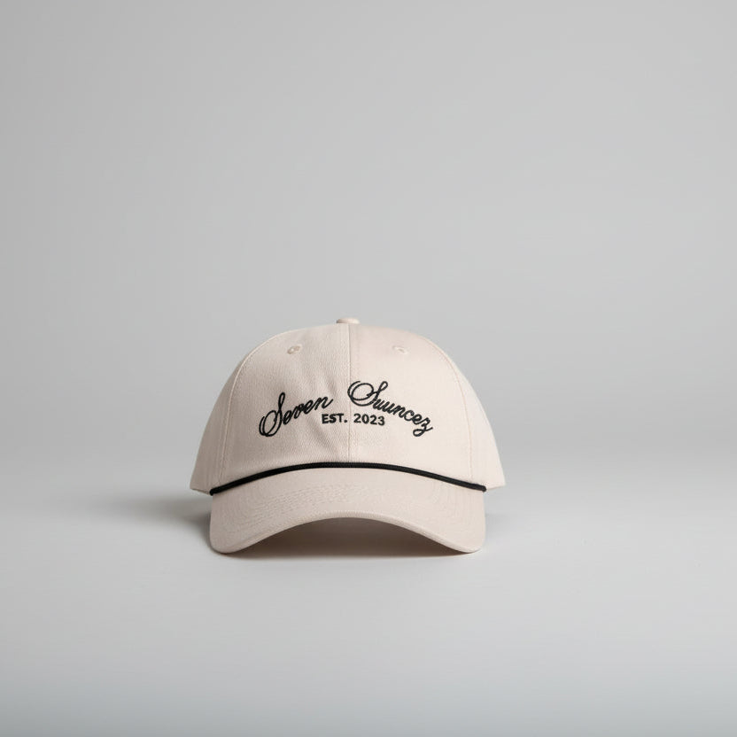 Seven Sundays Dad Hat - White - Black Roping