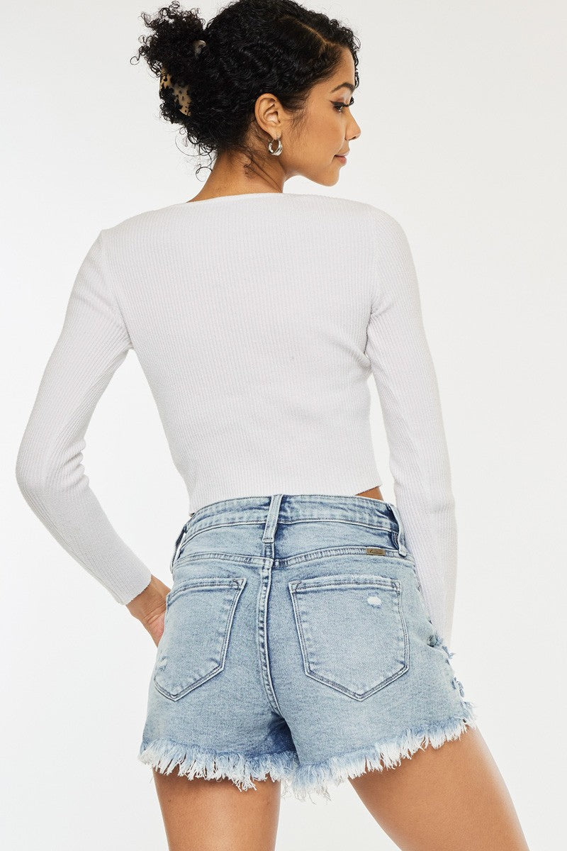 Georgia High Rise Fray Hem Shorts