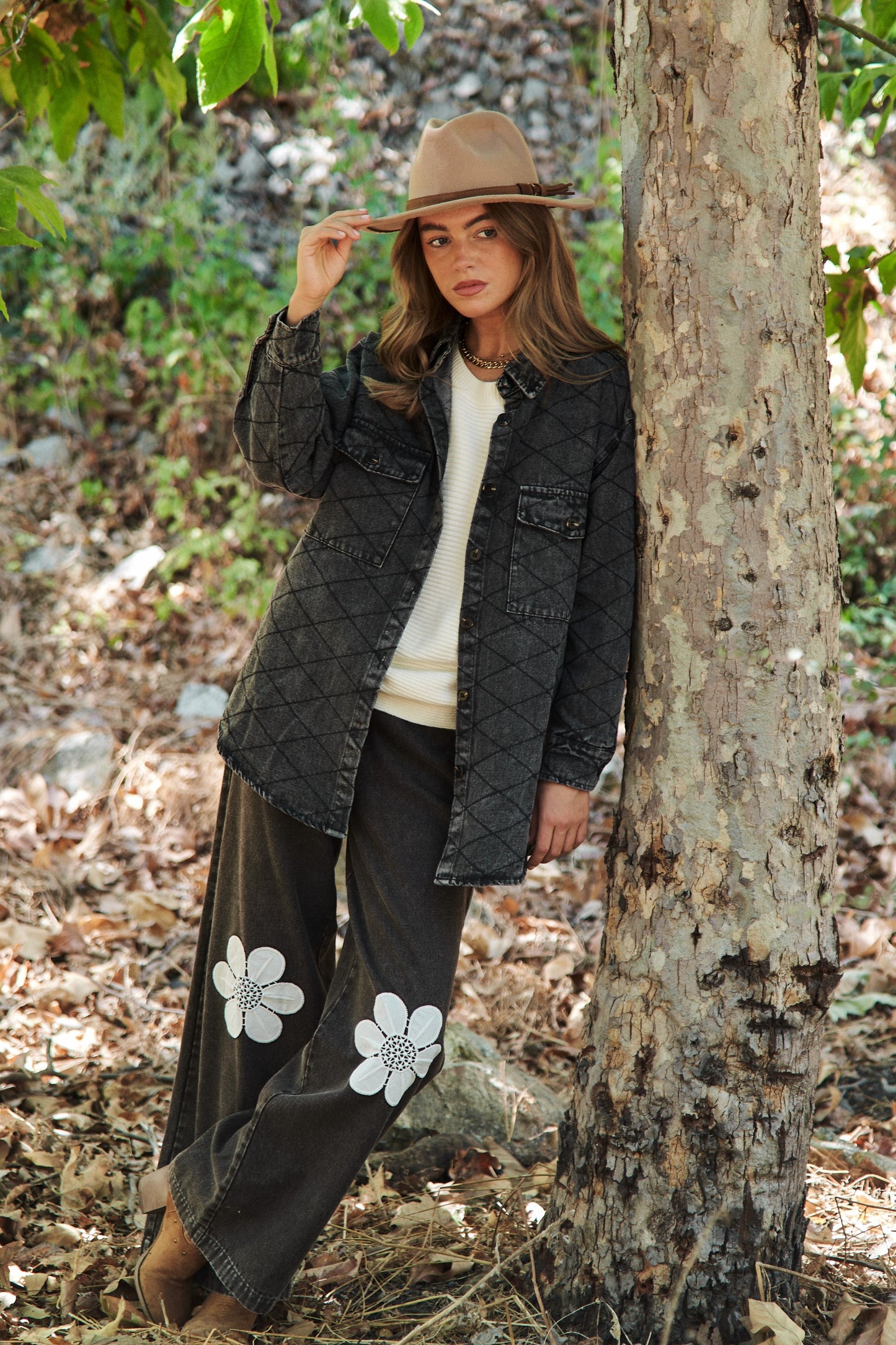 Classic Quilt Stitch Design Denim Jacket
