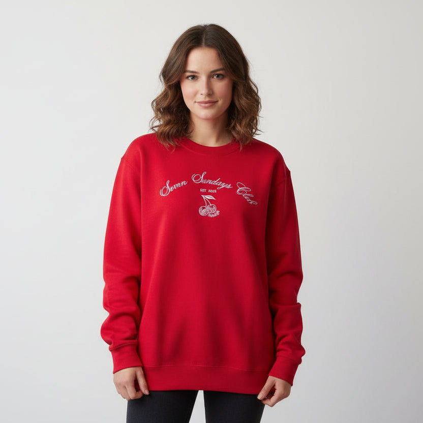Seven Sundays Club x Cherry Pick Vintage Crewneck - Red