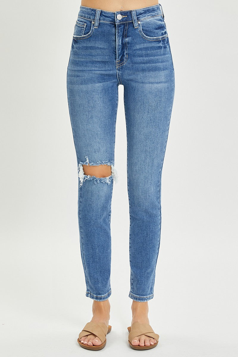 Georgia High Rise Distressed Ankle Slim Skinny Jean