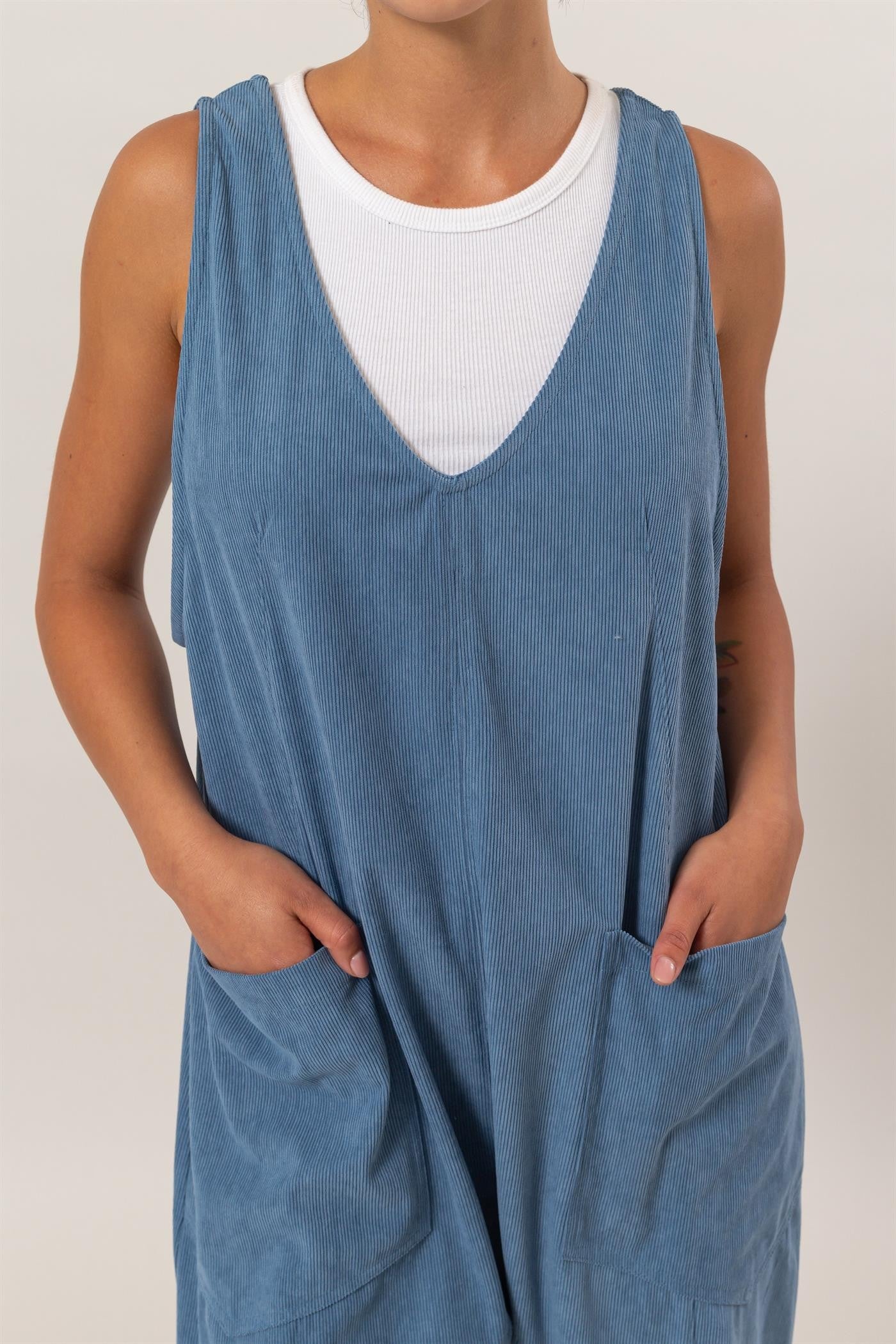Becca Corduroy Jumpsuit With Patch Pockets