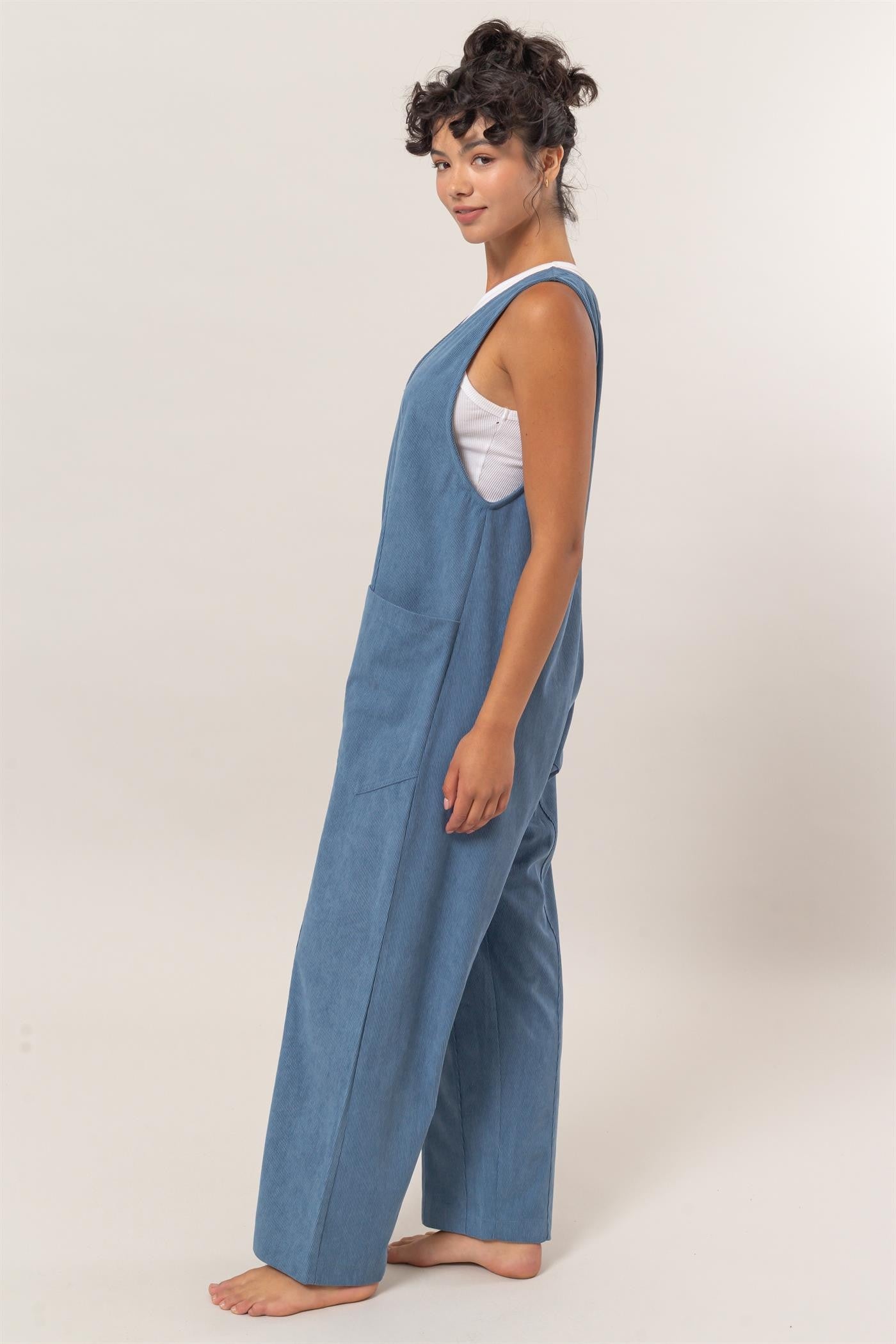 Becca Corduroy Jumpsuit With Patch Pockets