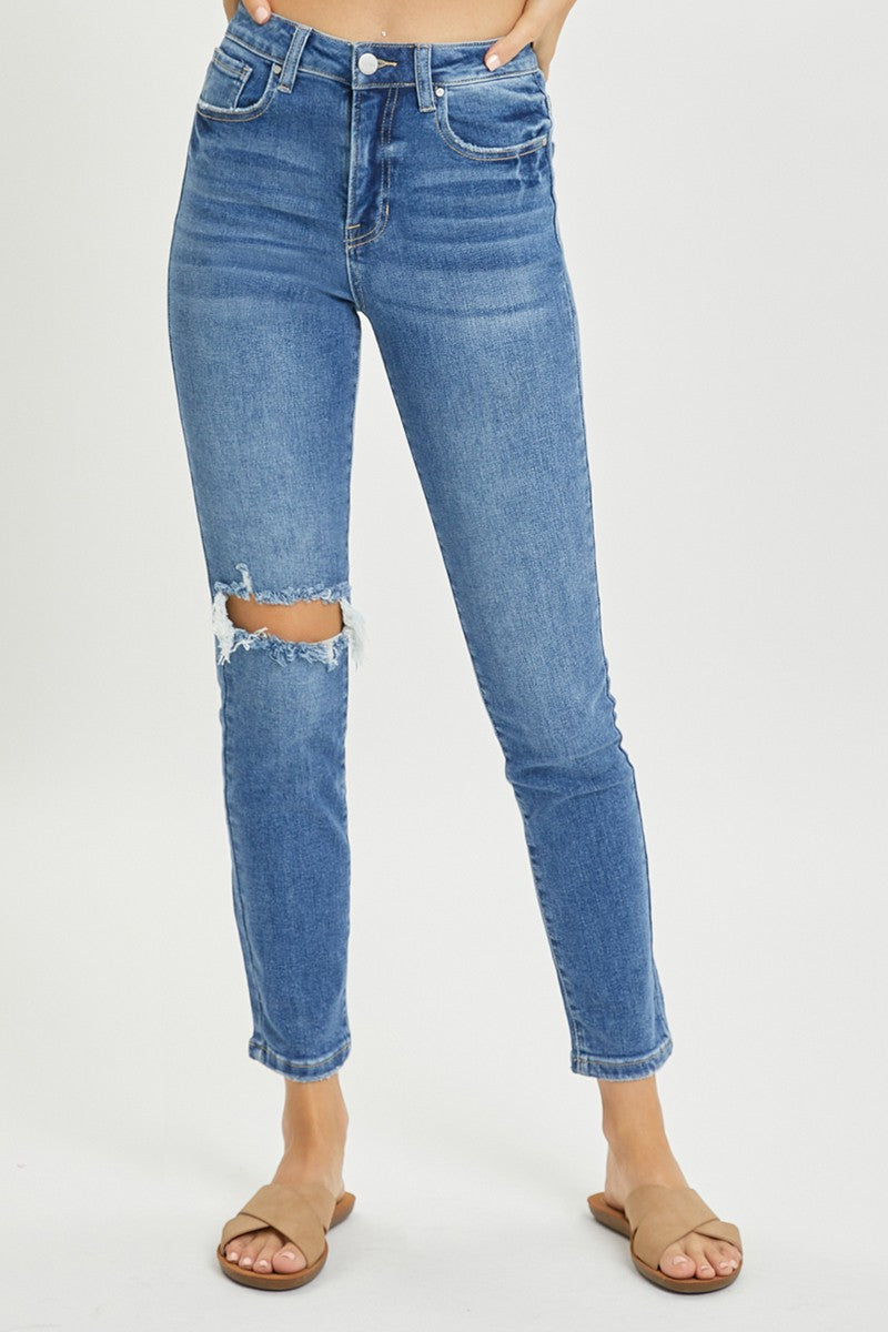 Georgia High Rise Distressed Ankle Slim Skinny Jean