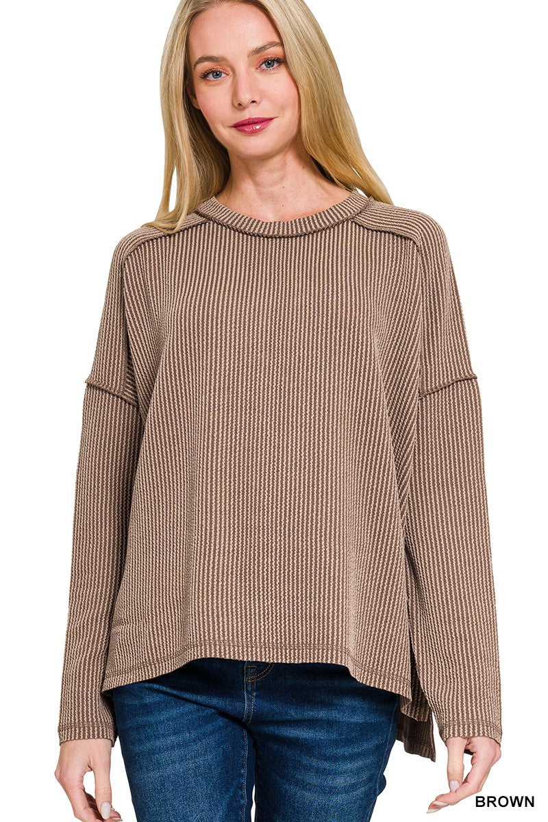 Serene Ribbed Long Sleeve Top