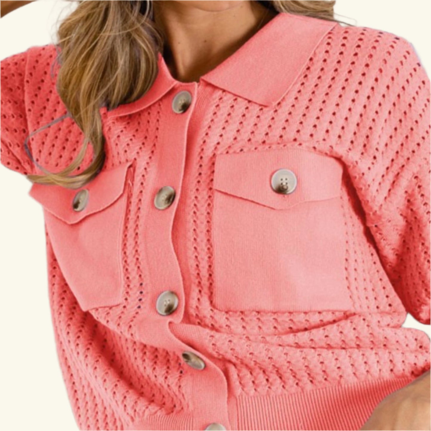 Bibi - Crochet Button Up Cardigan
