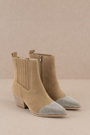 Zuri Rhinestone Toed Cowboy Ankle Boot