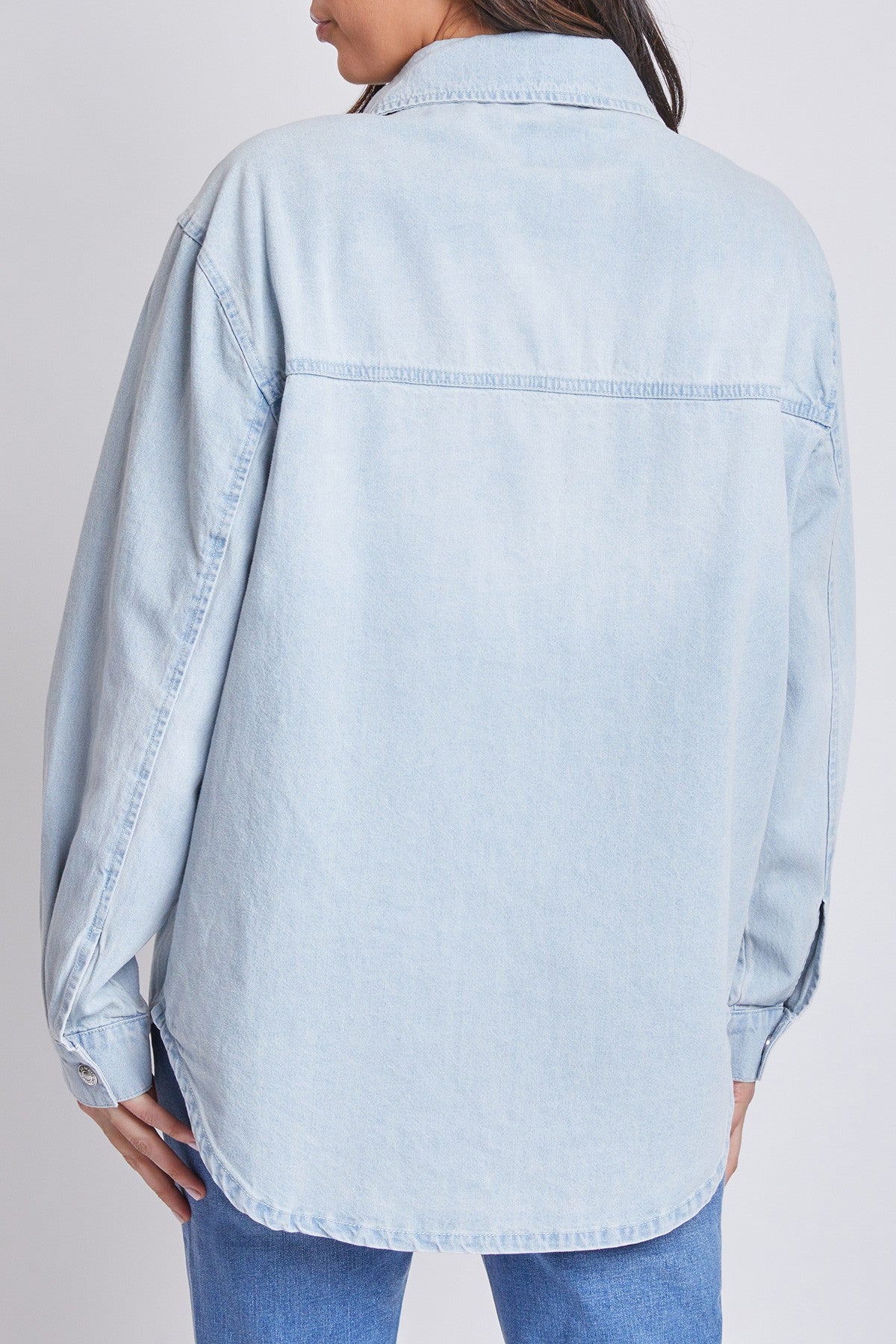 Missy Denim Shacket with Flap Pockets