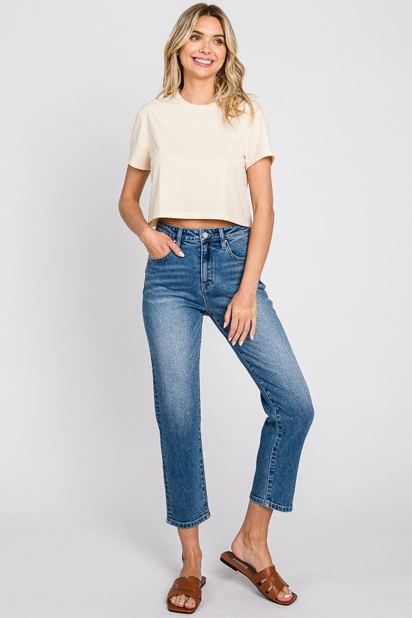 Petra HR Comfort Cropped Slim Straight Jean
