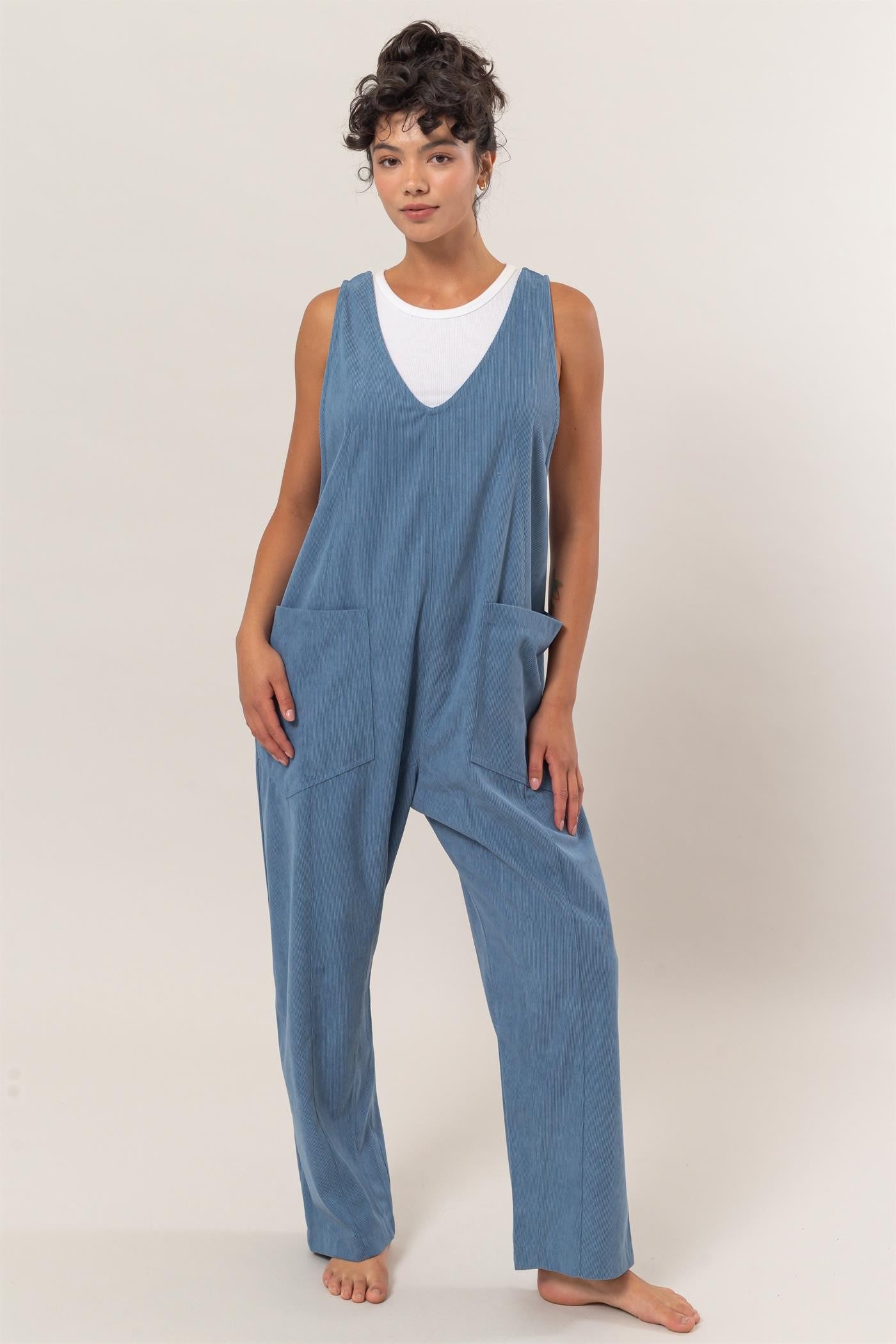 Becca Corduroy Jumpsuit With Patch Pockets