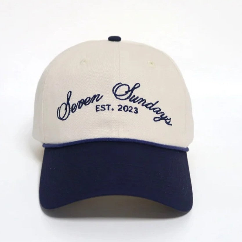 Seven Sundays Dad Hat - White w/Navy Blue Beak