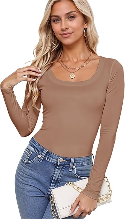 Cafe Slim Rib Knit Long Sleeve Top