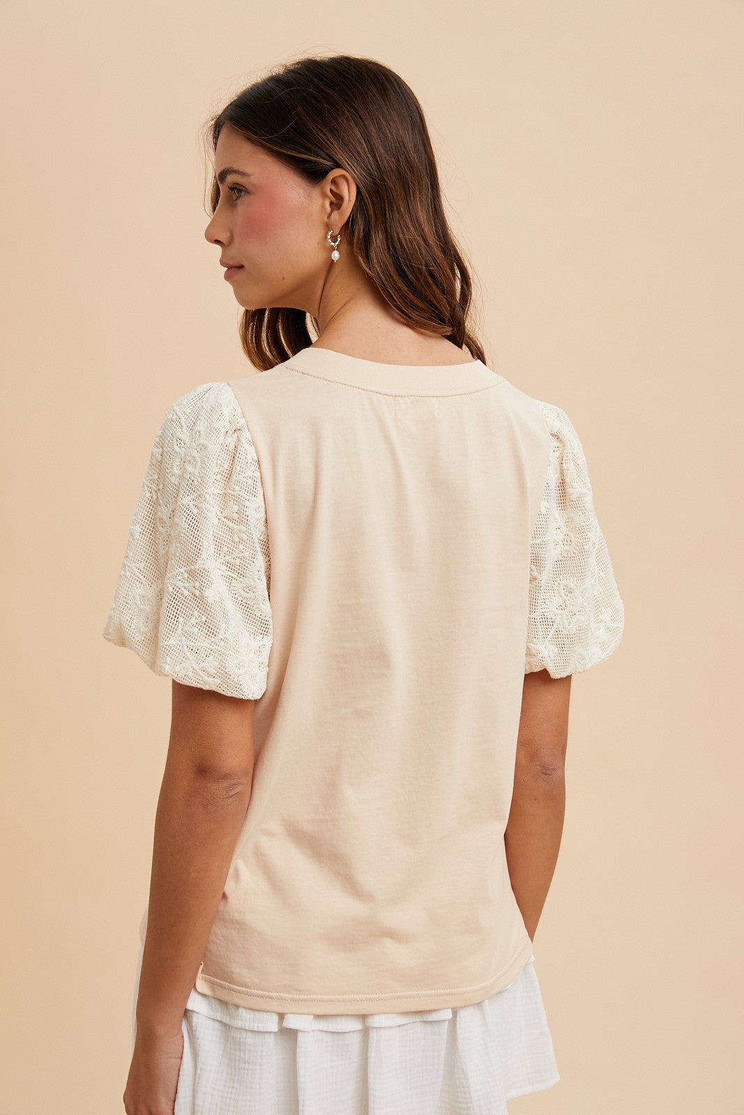 August Crochet Sleeve Jersey Top