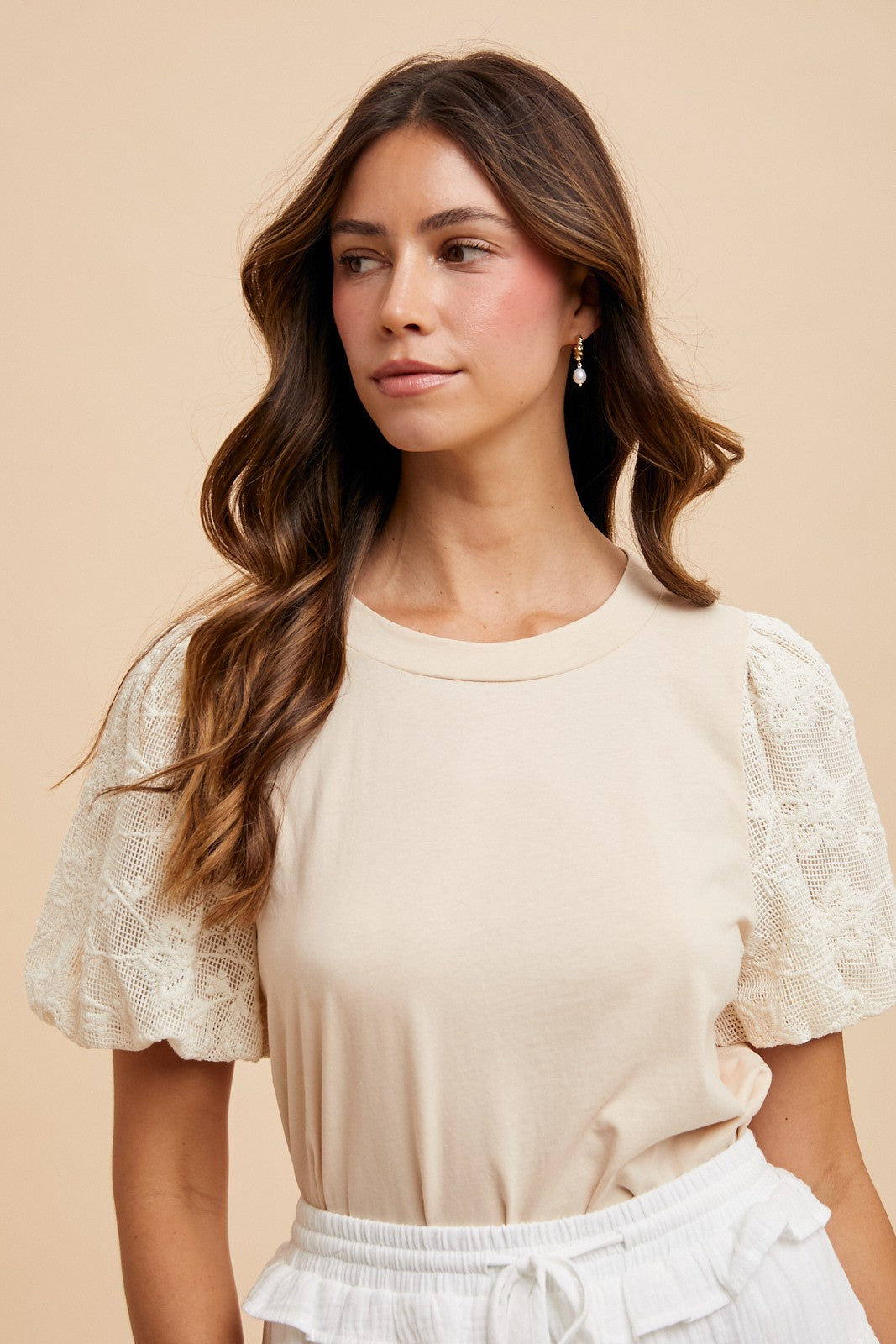 August Crochet Sleeve Jersey Top