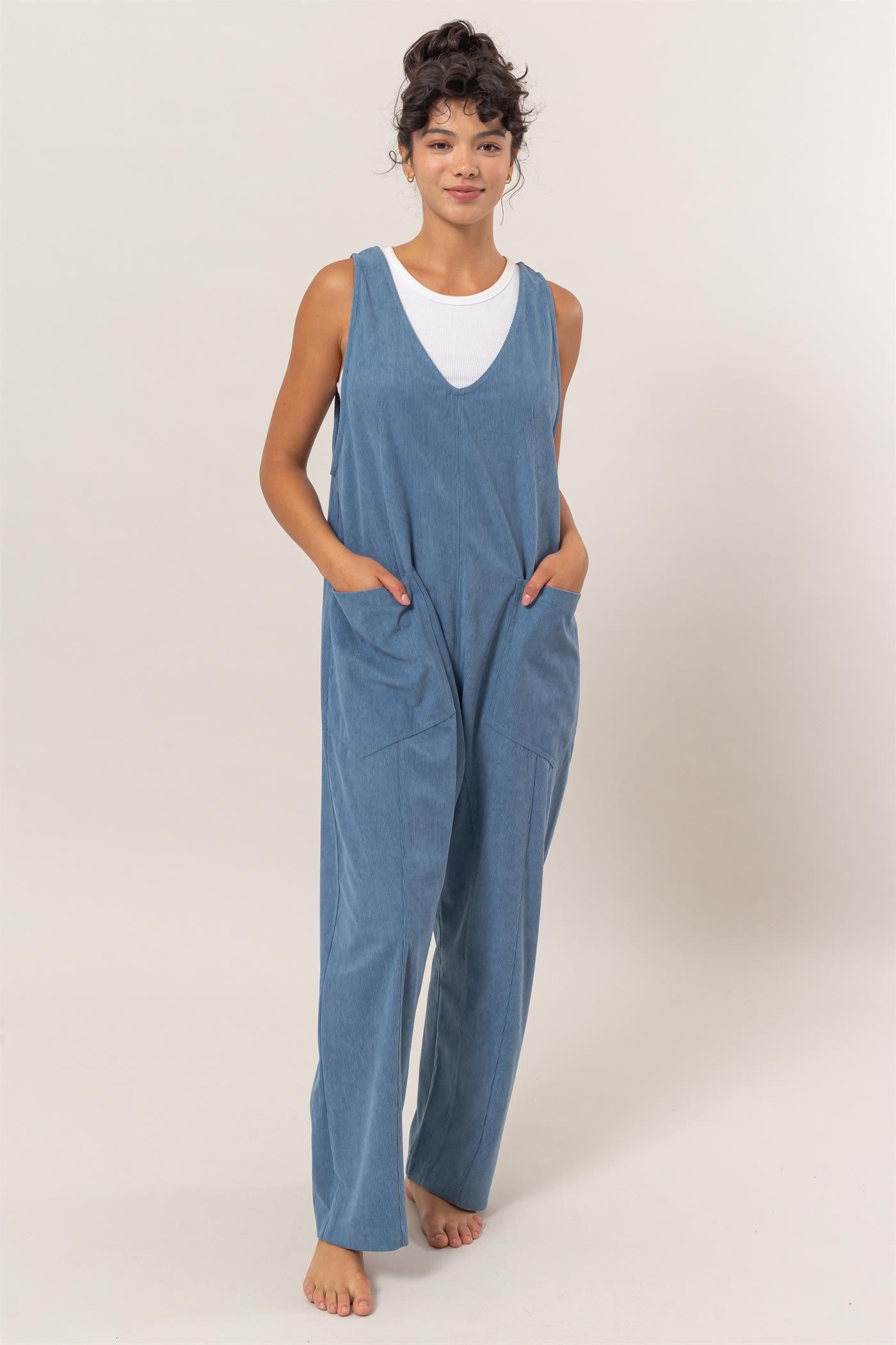 Becca Corduroy Jumpsuit With Patch Pockets