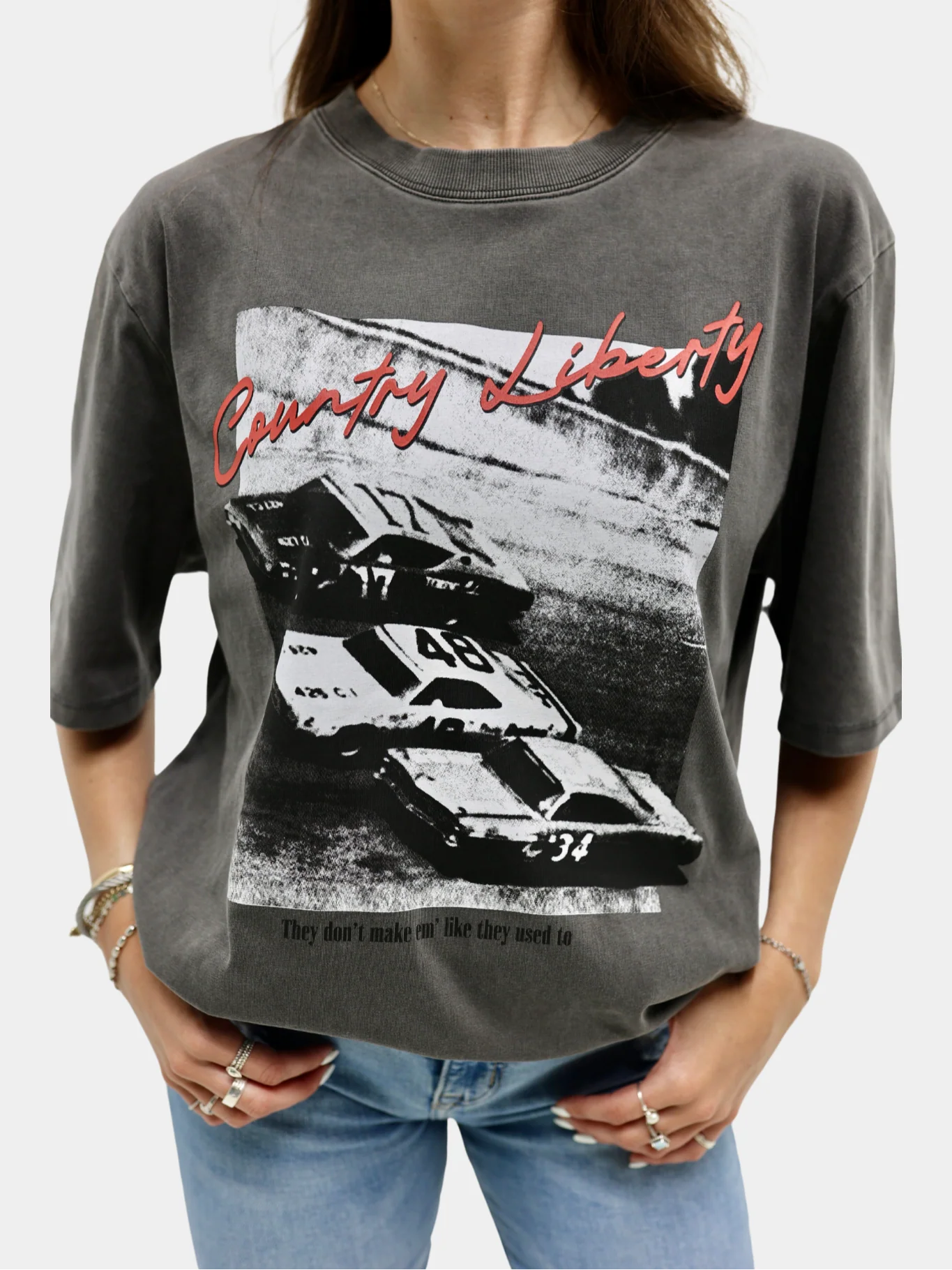 Country Liberty Vintage Grey Street Racing Tee