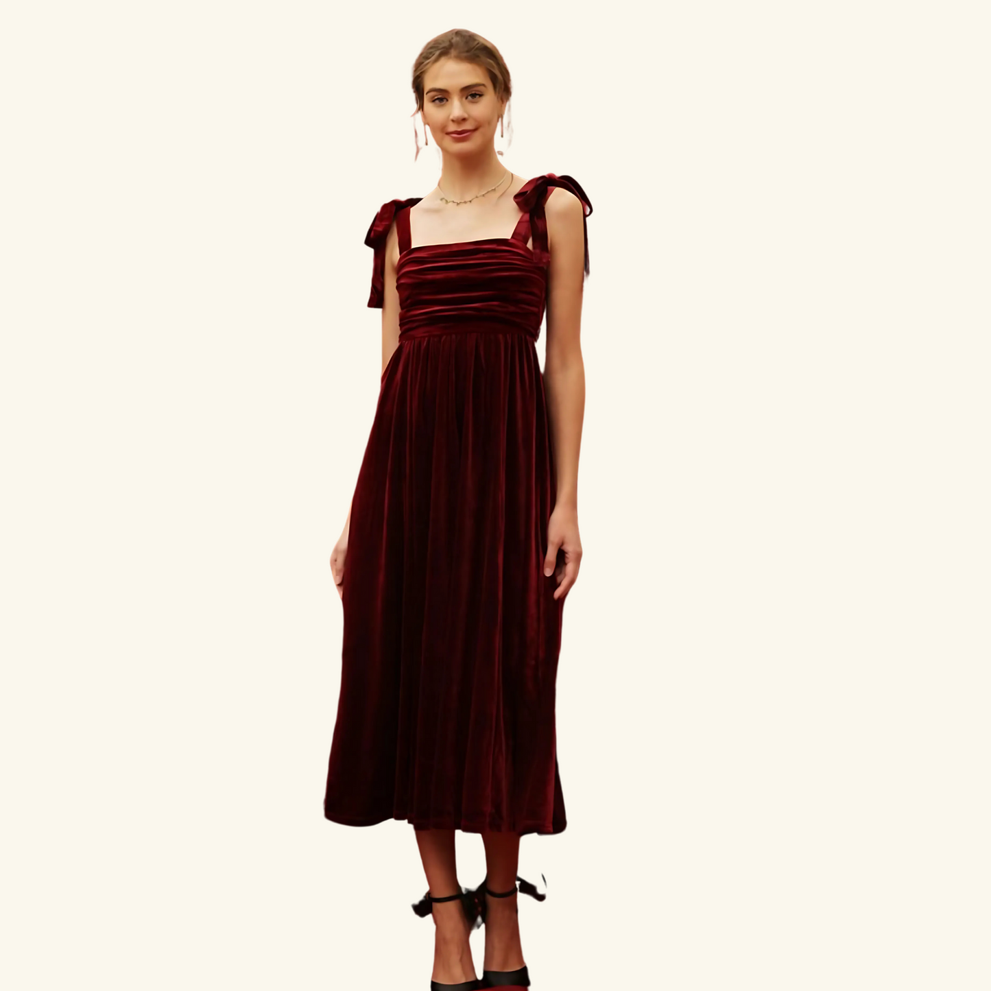 Cranberry Dreams Burgundy Velvet Bow Dress