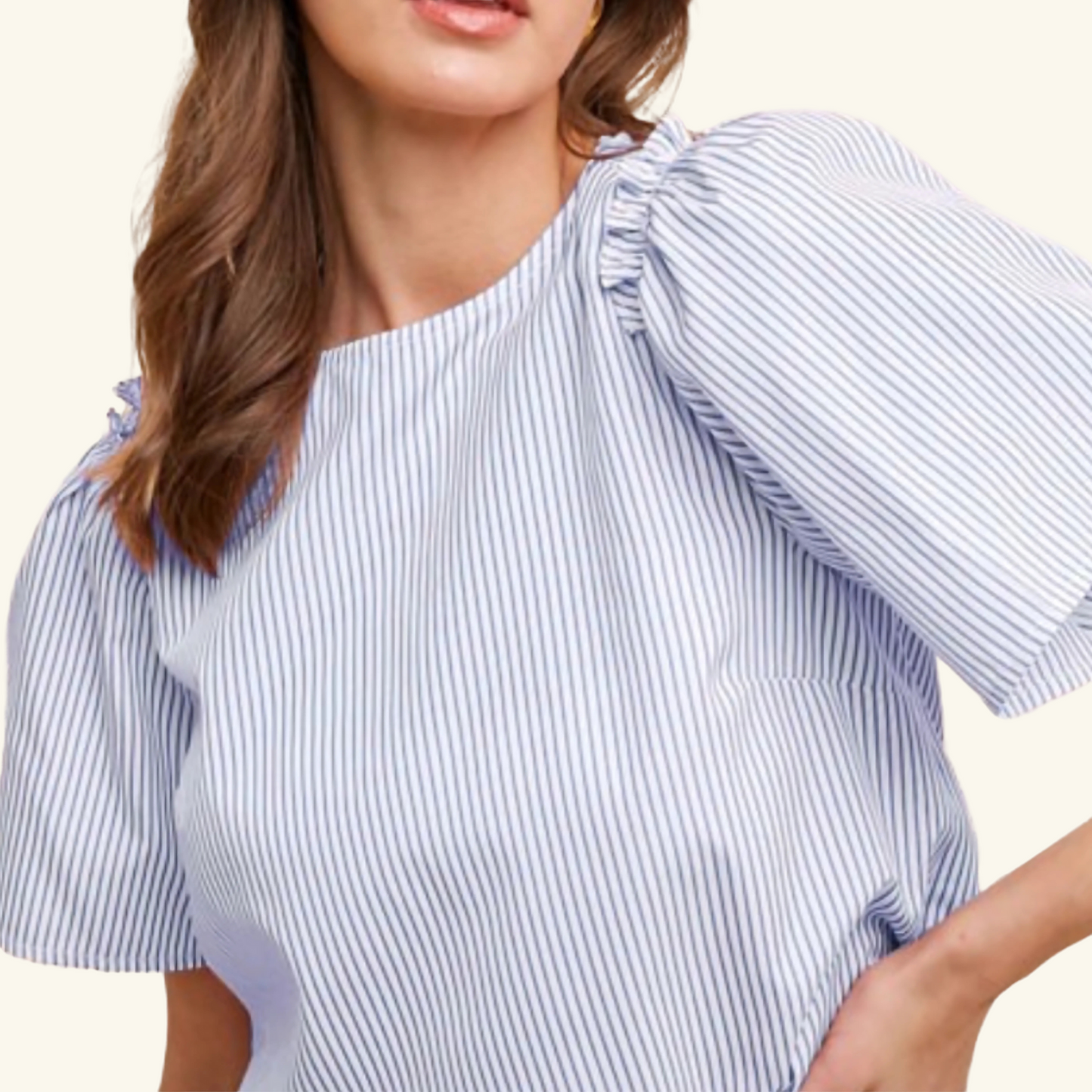 Stripes and Flutter Woven Top