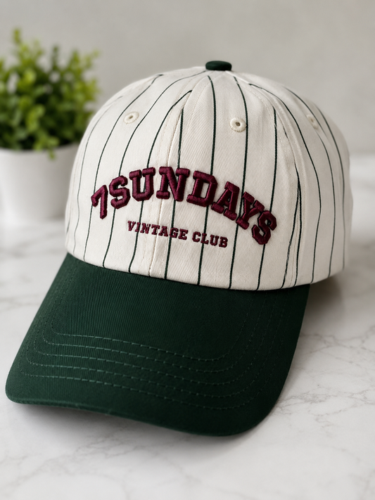 Seven Sundays Dad Hat - Pinestripe Green